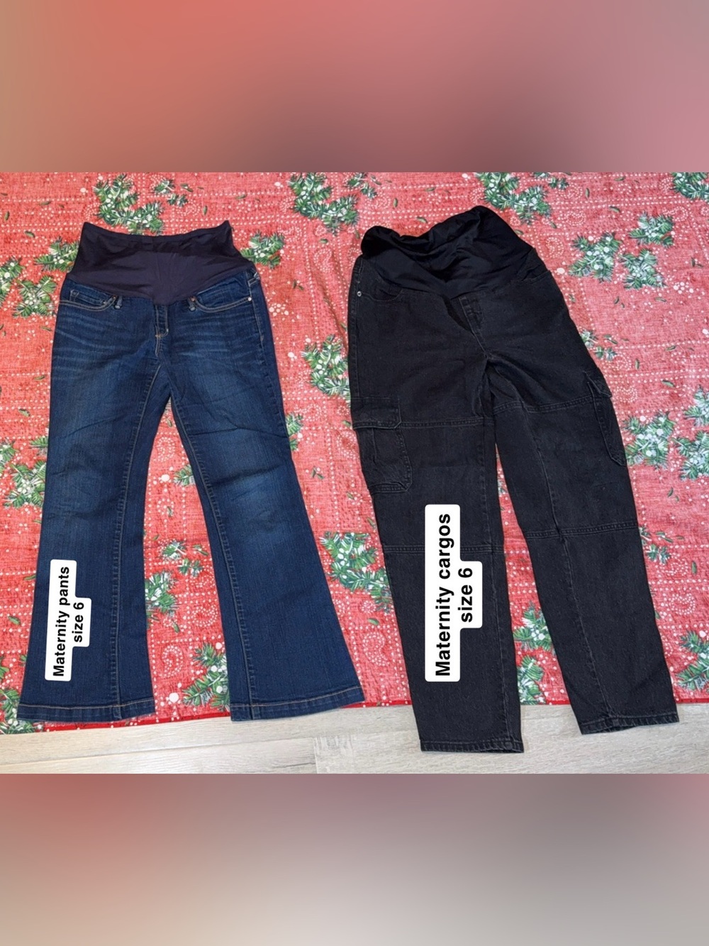 Dark Blue Maternity Jeans with Black Belly Panel